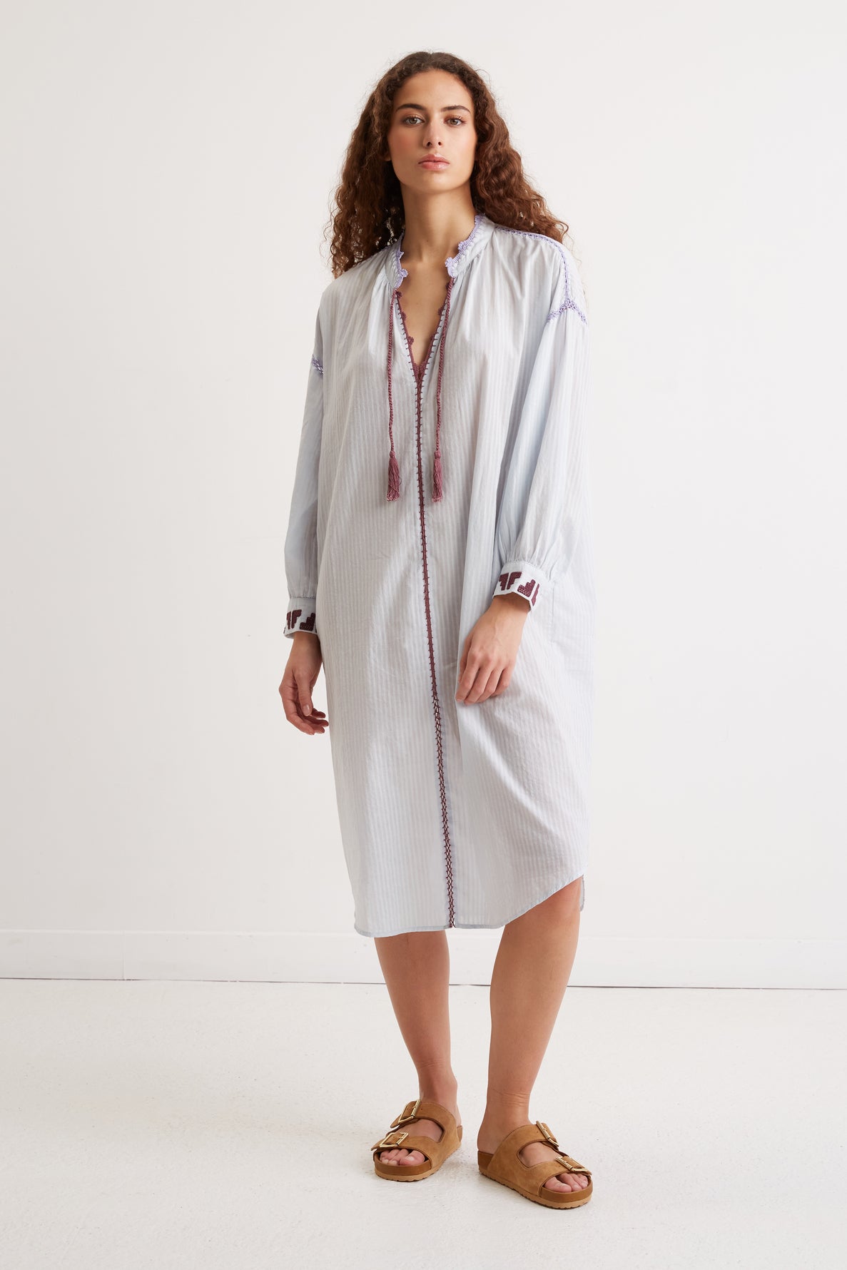 Robe mi-longue coton et macramé - ASHA