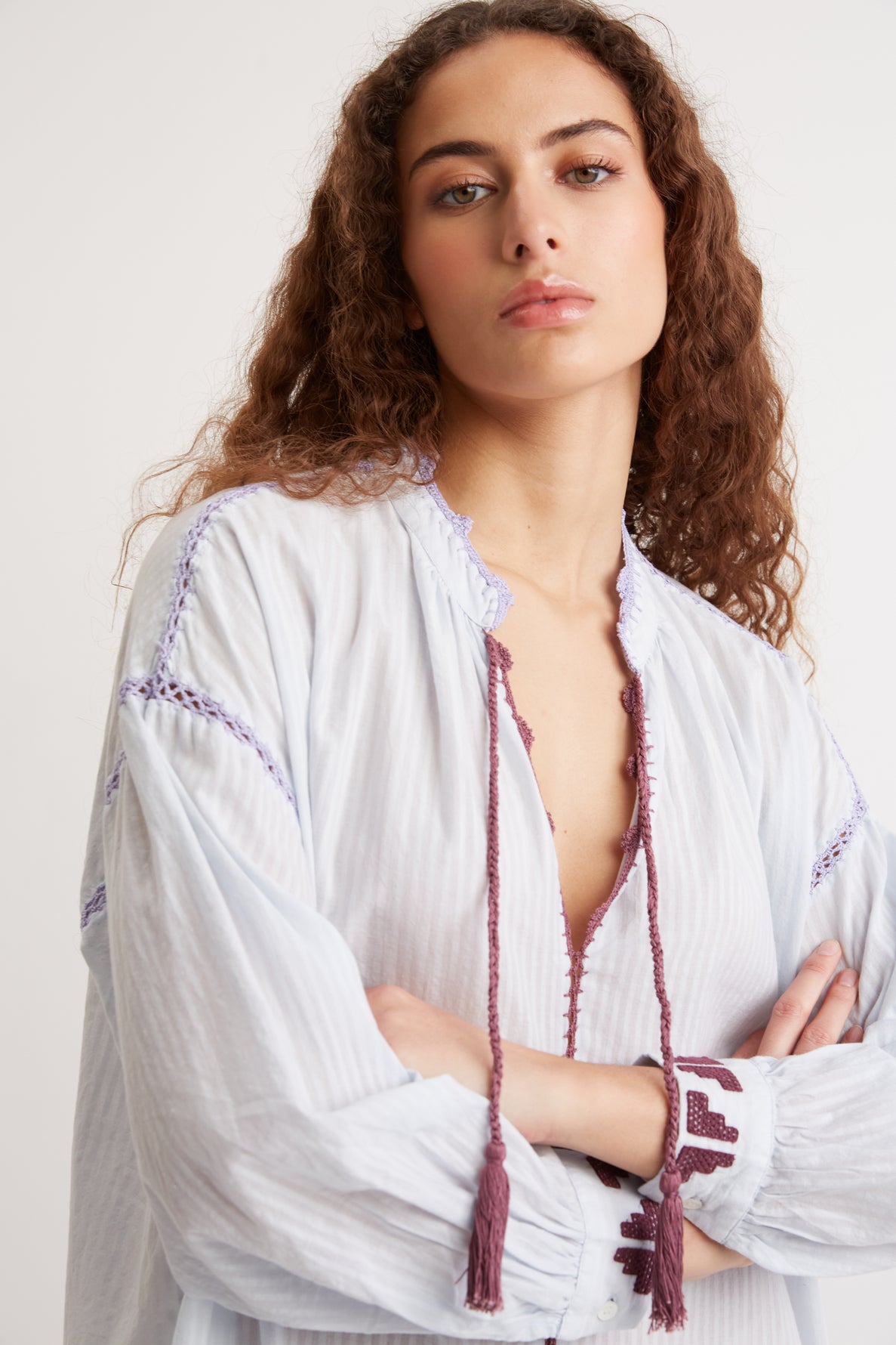 Robe mi-longue coton et macramé - ASHA