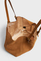 Shopping bag in suede leather metallic inside- SIMPLE BAG