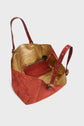Shopping bag in suede leather metallic inside- SIMPLE BAG