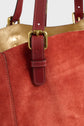 Shopping bag in suede leather metallic inside- SIMPLE BAG