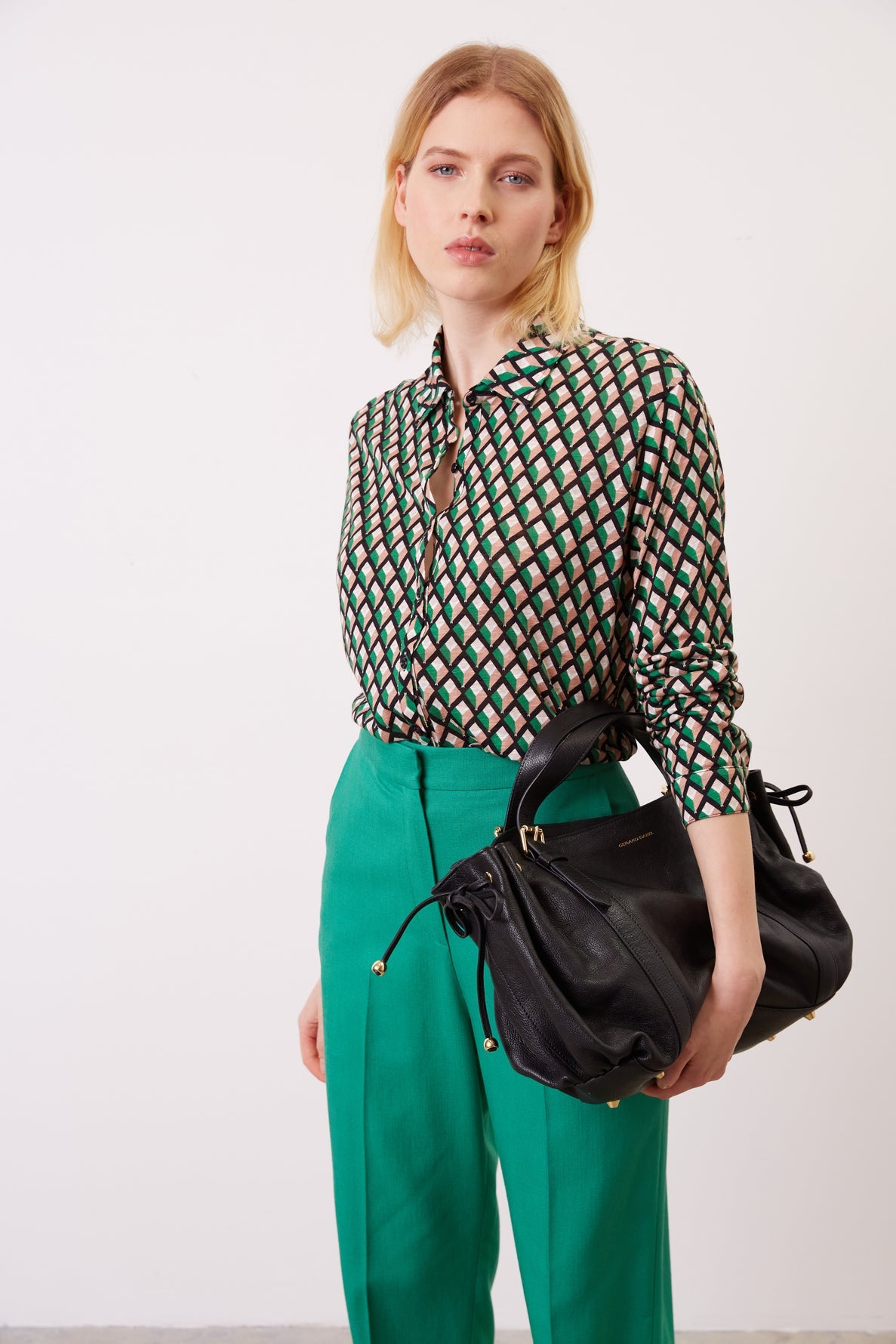 Cotton mix lozenge print shirt - ABASS