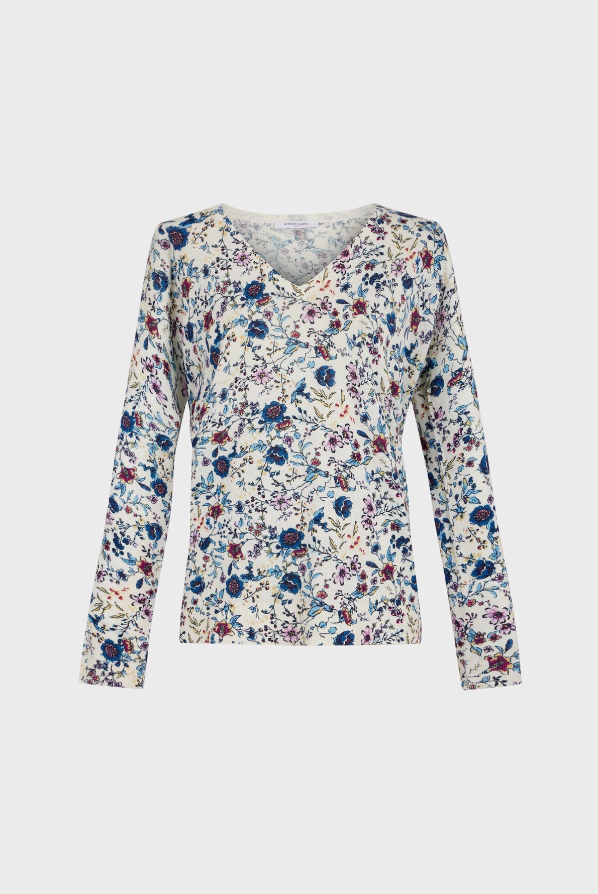 Pull Col V motif floral - LAURYNDA