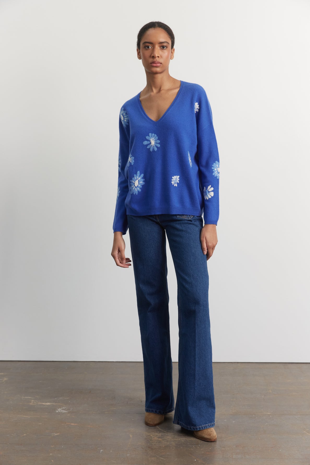 Pull cachemire à fleurs - LAYSSA