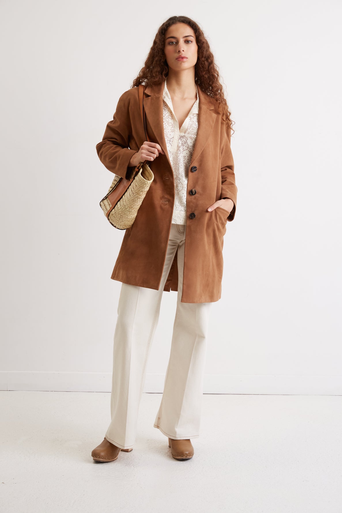 Manteau en cuir velours - NAELISS