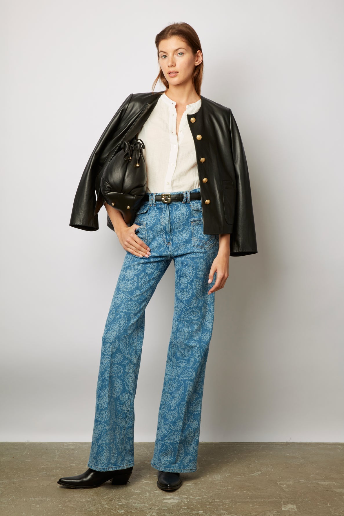 Jean flare à motif cachemire - ANNA